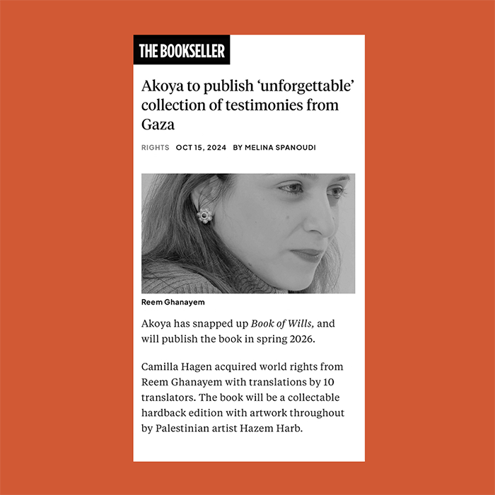 The Bookseller reports Akoya’s acquisition of Book of Wills