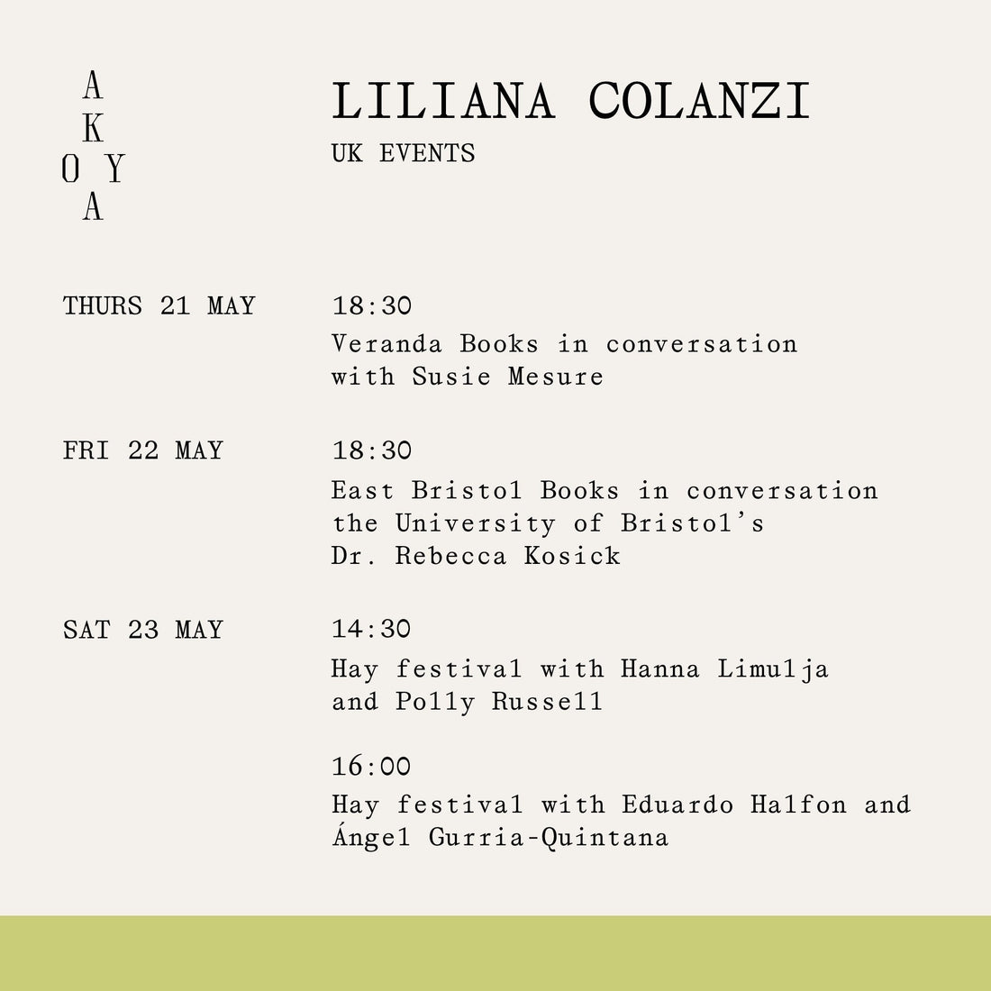 Liliana Colanzi Book Tour